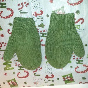 Cute Olive Green Mittens Woven Cloth